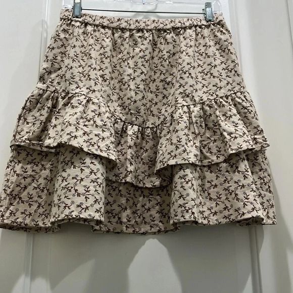 NWT Madewell Flannel Cream Pull-On Floral Tiered Mini Skirt Sz S - Picture 6 of 9